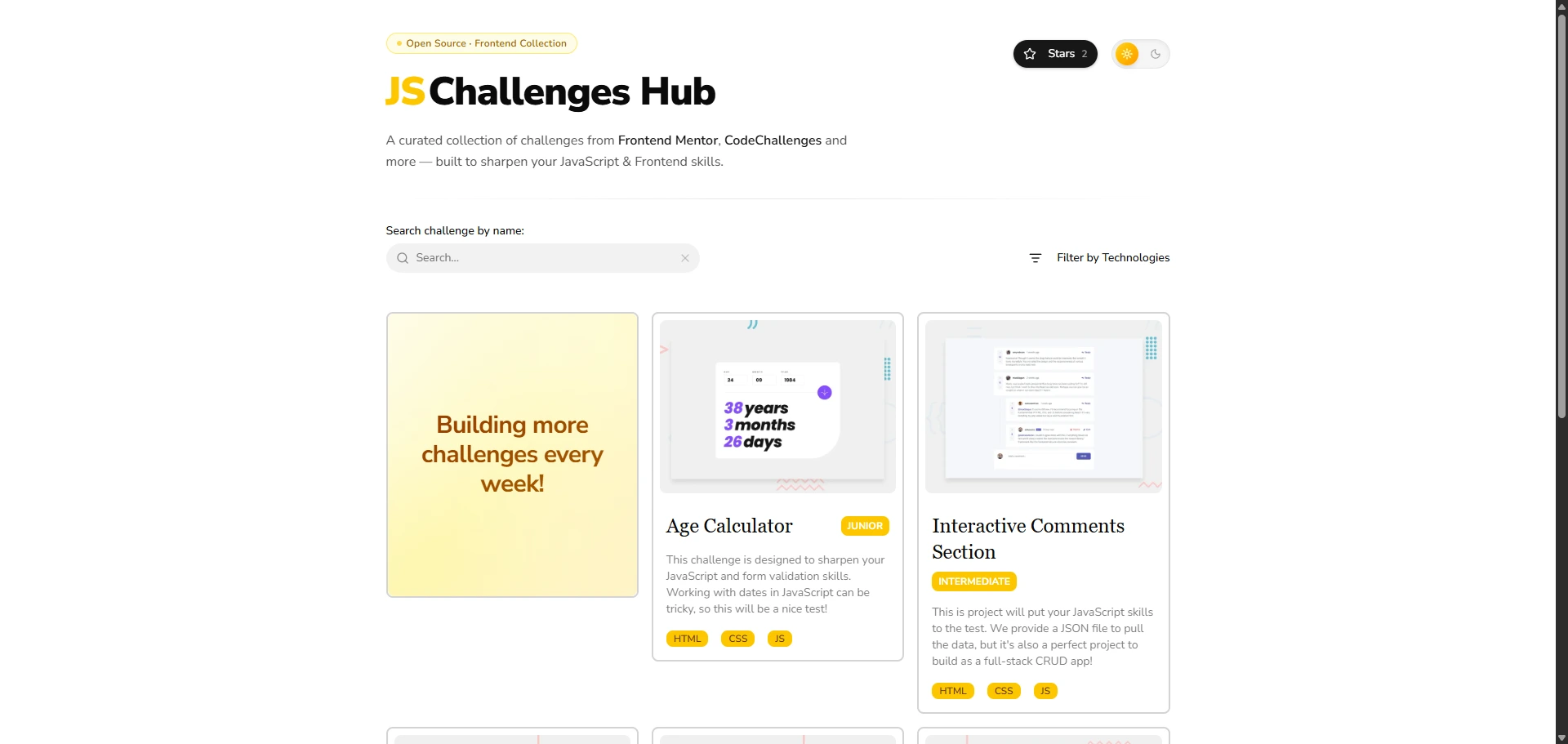 JS Challenges Hub
